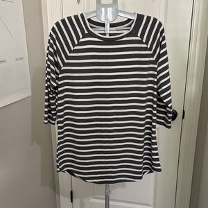 Tickled Teal Striped Long Sleeve Top - Black and White